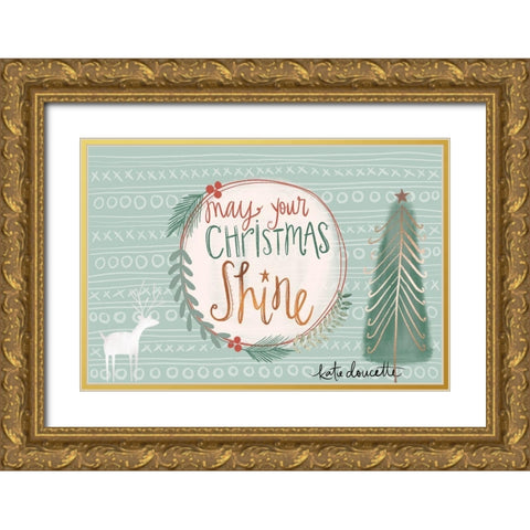 Christmas Shine Gold Ornate Wood Framed Art Print with Double Matting by Doucette, Katie