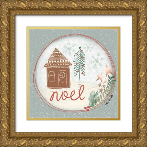 Noel Snow Globe Gold Ornate Wood Framed Art Print with Double Matting by Doucette, Katie