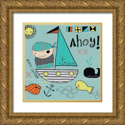Anchors Away Gold Ornate Wood Framed Art Print with Double Matting by Doucette, Katie