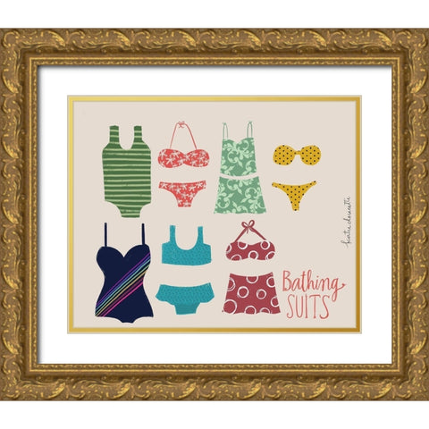 Bathing Suits Gold Ornate Wood Framed Art Print with Double Matting by Doucette, Katie