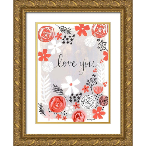 Love You Gold Ornate Wood Framed Art Print with Double Matting by Doucette, Katie