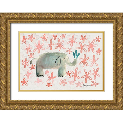 Floral Fox Gold Ornate Wood Framed Art Print with Double Matting by Doucette, Katie