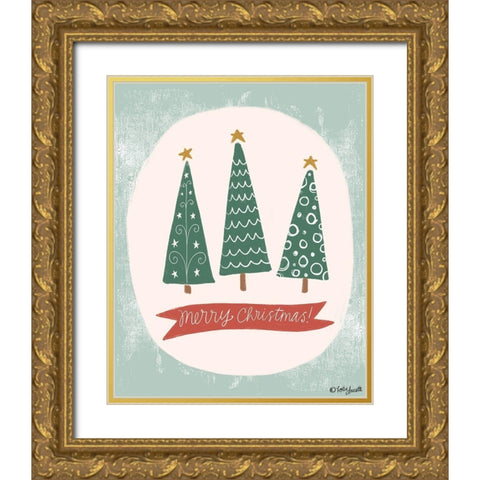 Christmas Trees Gold Ornate Wood Framed Art Print with Double Matting by Doucette, Katie