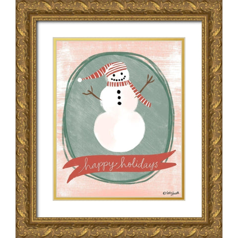 Happy Holidays Gold Ornate Wood Framed Art Print with Double Matting by Doucette, Katie