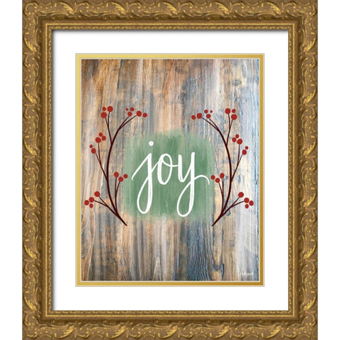 Christmas Joy Gold Ornate Wood Framed Art Print with Double Matting by Doucette, Katie