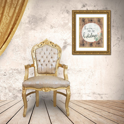 Home for the Holidays Gold Ornate Wood Framed Art Print with Double Matting by Doucette, Katie