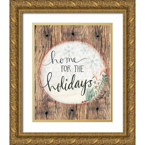 Home for the Holidays Gold Ornate Wood Framed Art Print with Double Matting by Doucette, Katie