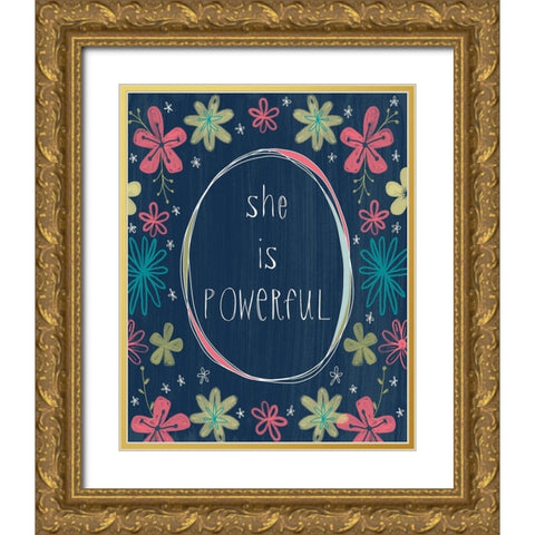 She is Powerful Gold Ornate Wood Framed Art Print with Double Matting by Doucette, Katie