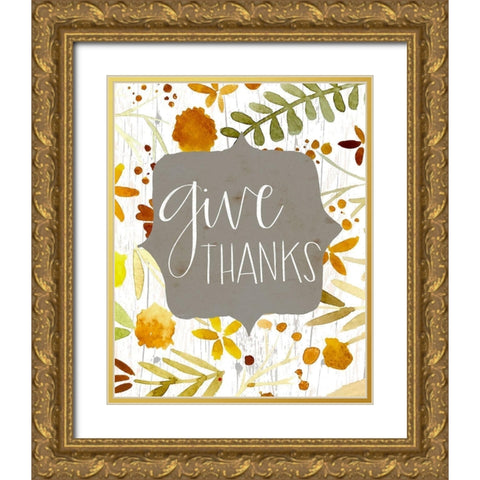 Give Thanks II Gold Ornate Wood Framed Art Print with Double Matting by Doucette, Katie