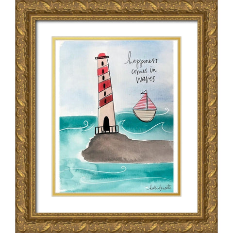 Happiness Comes in Waves Gold Ornate Wood Framed Art Print with Double Matting by Doucette, Katie