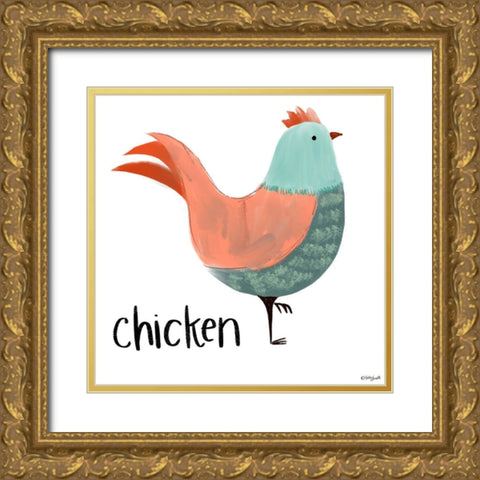 Chicken Gold Ornate Wood Framed Art Print with Double Matting by Doucette, Katie