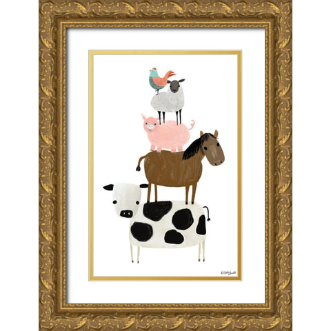 Farm Buddies Gold Ornate Wood Framed Art Print with Double Matting by Doucette, Katie