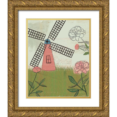 Windmill II Gold Ornate Wood Framed Art Print with Double Matting by Doucette, Katie