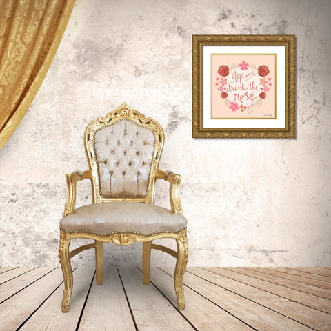 Stop and Drink the RosÃ© Gold Ornate Wood Framed Art Print with Double Matting by Doucette, Katie
