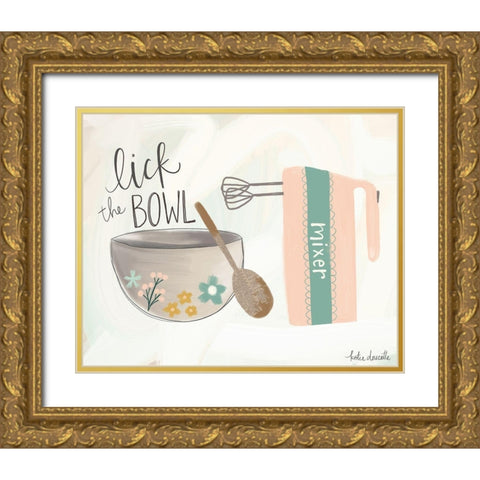 Lick the Bowl Gold Ornate Wood Framed Art Print with Double Matting by Doucette, Katie