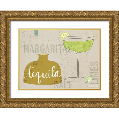Margaritas Gold Ornate Wood Framed Art Print with Double Matting by Doucette, Katie