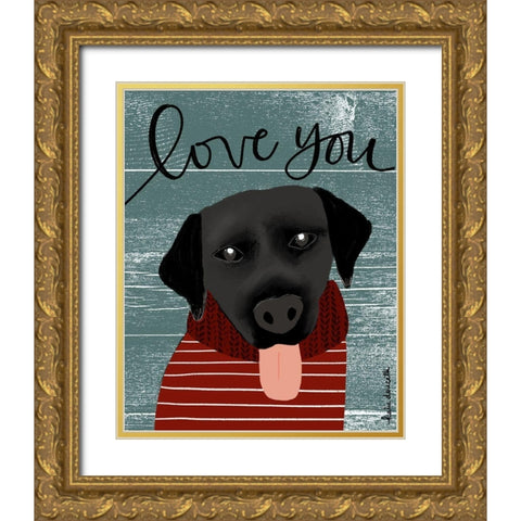 Love You Lab Gold Ornate Wood Framed Art Print with Double Matting by Doucette, Katie