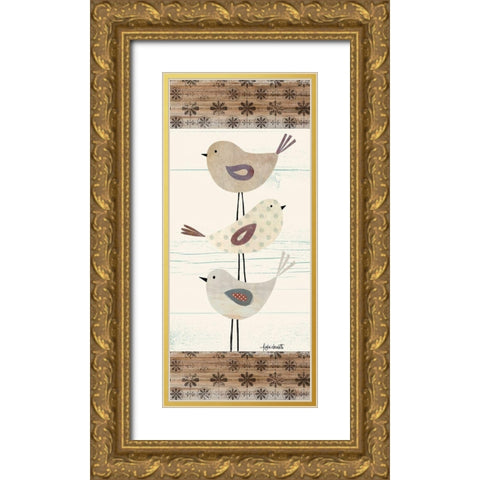 Three Birds Gold Ornate Wood Framed Art Print with Double Matting by Doucette, Katie