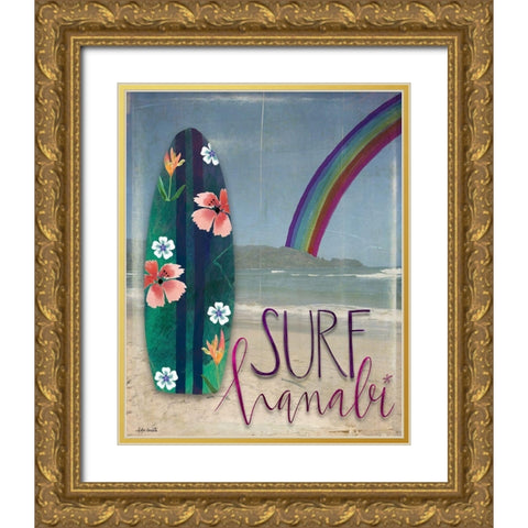 Surf Hanalei Gold Ornate Wood Framed Art Print with Double Matting by Doucette, Katie