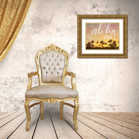 Aloha Vibes in White Gold Ornate Wood Framed Art Print with Double Matting by Doucette, Katie