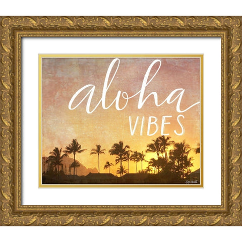 Aloha Vibes in White Gold Ornate Wood Framed Art Print with Double Matting by Doucette, Katie