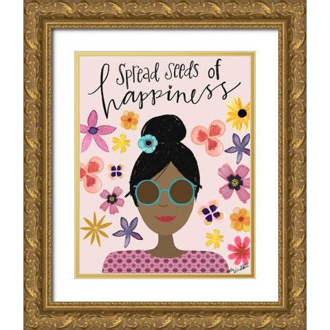 Spread Seeds of Happiness Gold Ornate Wood Framed Art Print with Double Matting by Doucette, Katie