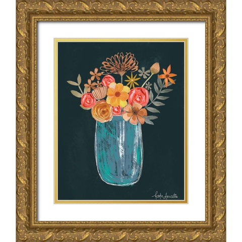 Floral Bouquet Gold Ornate Wood Framed Art Print with Double Matting by Doucette, Katie