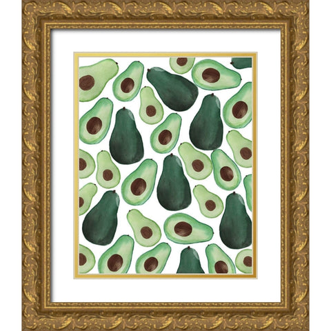 Avocado Pattern Gold Ornate Wood Framed Art Print with Double Matting by Doucette, Katie