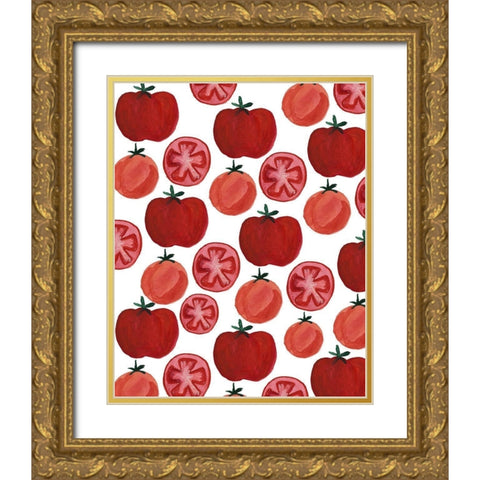 Tomato Pattern Gold Ornate Wood Framed Art Print with Double Matting by Doucette, Katie