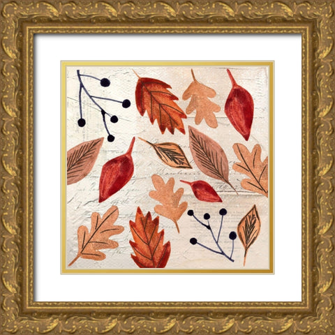 Leaves Gold Ornate Wood Framed Art Print with Double Matting by Doucette, Katie