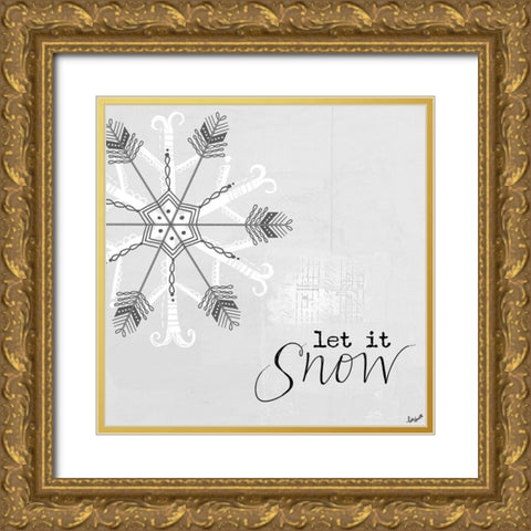 Let it Snow Gold Ornate Wood Framed Art Print with Double Matting by Doucette, Katie