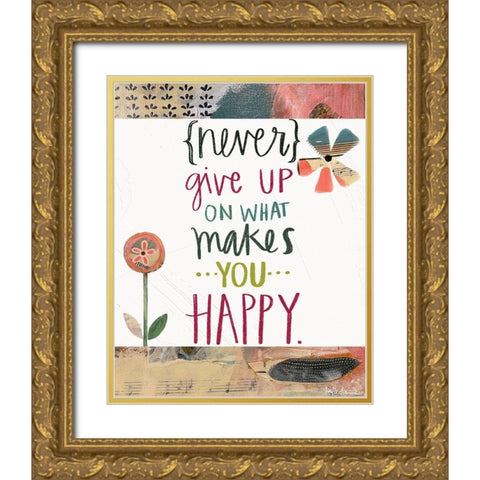 Never Give Up Gold Ornate Wood Framed Art Print with Double Matting by Doucette, Katie