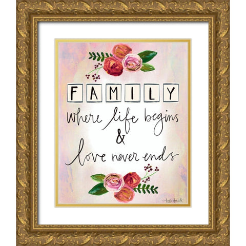 Love Never Ends Gold Ornate Wood Framed Art Print with Double Matting by Doucette, Katie