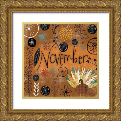 November Gold Ornate Wood Framed Art Print with Double Matting by Doucette, Katie