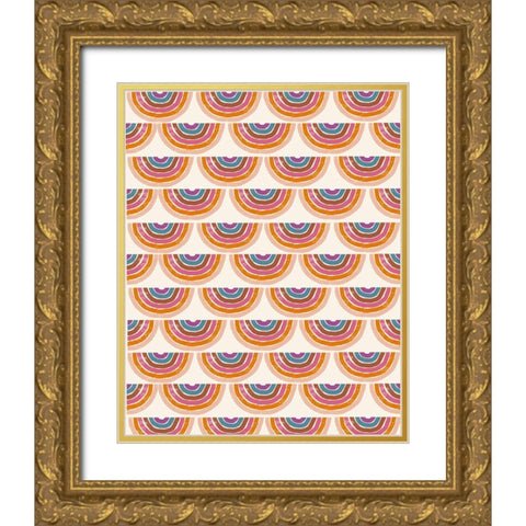 Rainbow Scallops Gold Ornate Wood Framed Art Print with Double Matting by Doucette, Katie