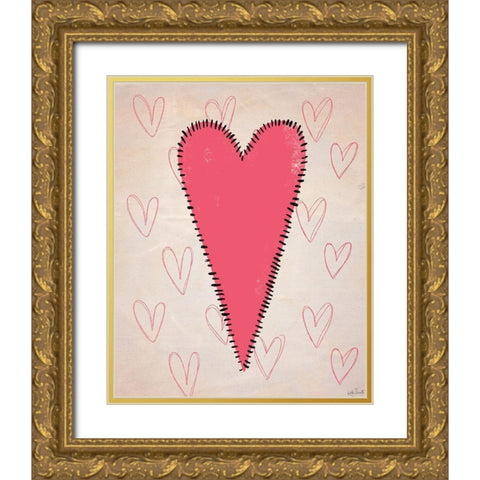 Stitched Heart Gold Ornate Wood Framed Art Print with Double Matting by Doucette, Katie