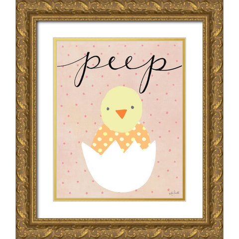 Peep Chick Gold Ornate Wood Framed Art Print with Double Matting by Doucette, Katie