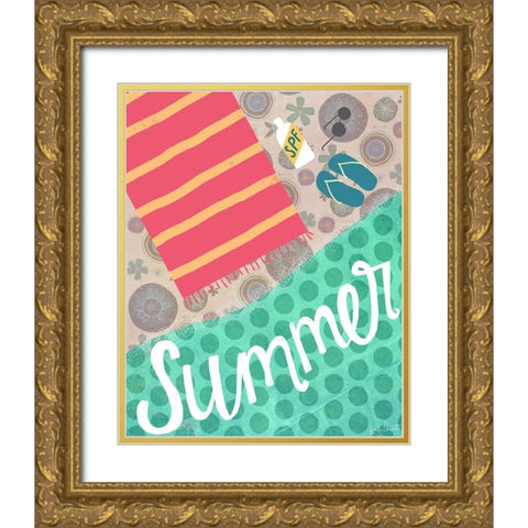 Summer Beach Gold Ornate Wood Framed Art Print with Double Matting by Doucette, Katie