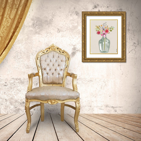 Whimsical Bouquet Gold Ornate Wood Framed Art Print with Double Matting by Doucette, Katie