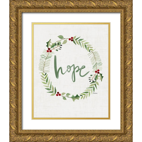 Hope Wreath Gold Ornate Wood Framed Art Print with Double Matting by Doucette, Katie