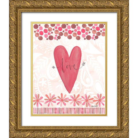 Love Heart Gold Ornate Wood Framed Art Print with Double Matting by Doucette, Katie