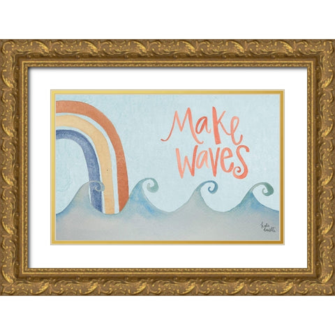 Make Waves Rainbow Gold Ornate Wood Framed Art Print with Double Matting by Doucette, Katie