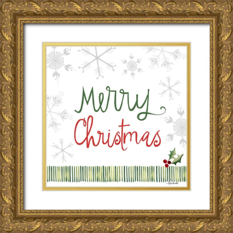 Merry Christmas Gold Ornate Wood Framed Art Print with Double Matting by Doucette, Katie