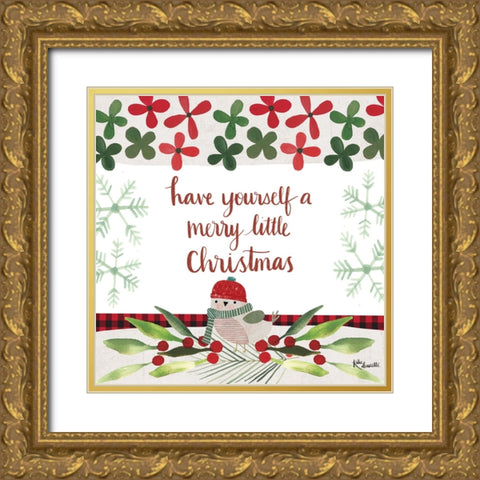 Merry Little Christmas Gold Ornate Wood Framed Art Print with Double Matting by Doucette, Katie
