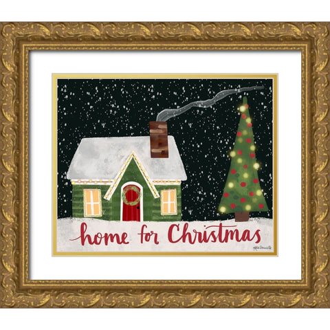 Home for Christmas Gold Ornate Wood Framed Art Print with Double Matting by Doucette, Katie
