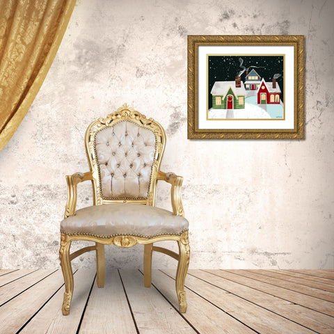 Christmas Village Gold Ornate Wood Framed Art Print with Double Matting by Doucette, Katie