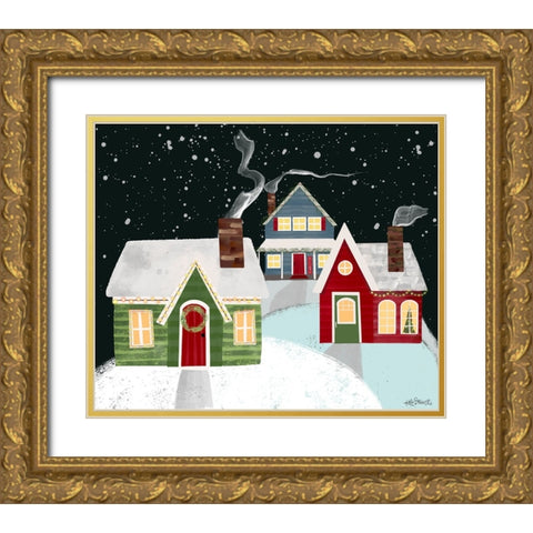 Christmas Village Gold Ornate Wood Framed Art Print with Double Matting by Doucette, Katie