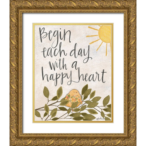 Happy Heart Gold Ornate Wood Framed Art Print with Double Matting by Doucette, Katie