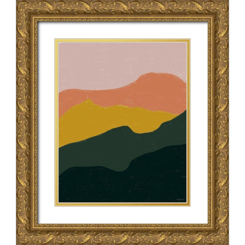 Terracotta Mountains Gold Ornate Wood Framed Art Print with Double Matting by Brown, Kyra