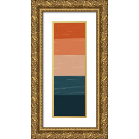 Teal Orange Sunset I Gold Ornate Wood Framed Art Print with Double Matting by Brown, Kyra
